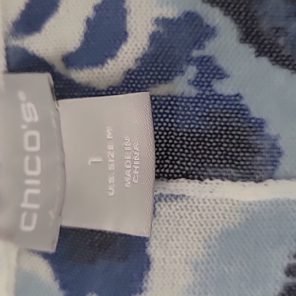 Chico's Blue and White Patterned Cardigan - Picture 5 of 6